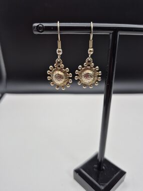 Gold Sunburst Drop Earrings - Unbranded
